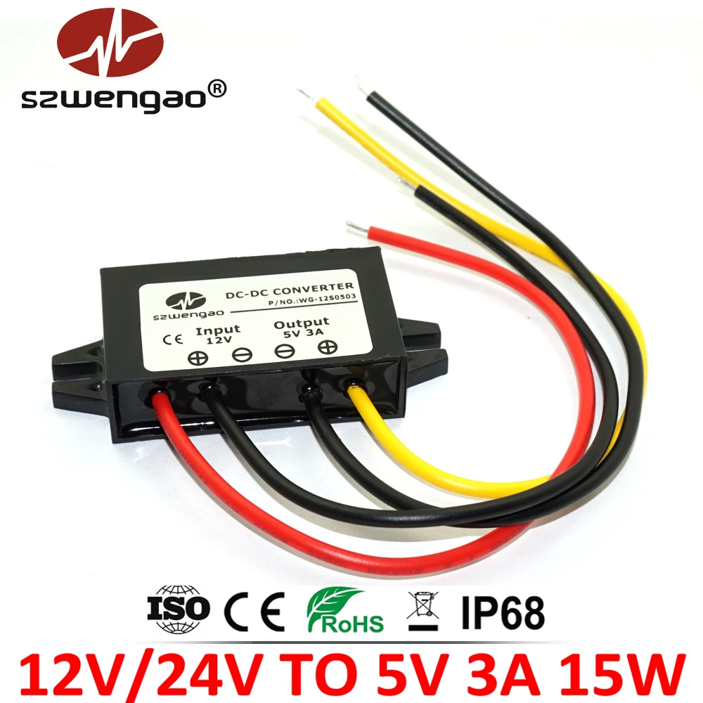 New 9V 12V 24V 36V 48V 60V to 5V 3A Step Down DC DC Converter 12 Volt to 5 Volt 15W Car LED Power Supply