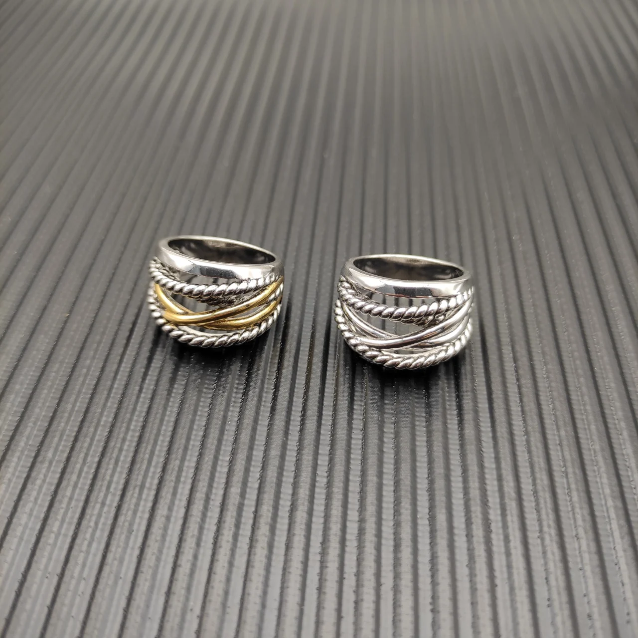 

S925 Sterling Silver New Double Cylinder Cross Ring Neutral Hip-Hop Personality Classic Fashion Retro Trend Luxury Jewelry Gift