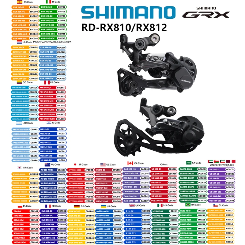 Shimano GRX RX812 RX810 RX800 RX817 RD 11 vitesses GS dérailleur arrière de vélo de route à longue Cage pour groupe de cassettes RX800 R8000 R7000