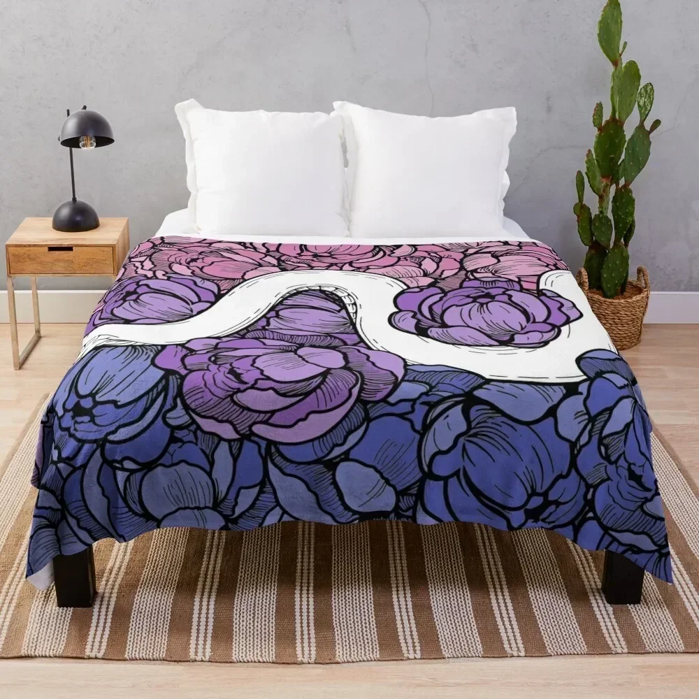 

Bisexual Pride Floral Snake Design Throw Blanket Portable Lightweight Blanket for Travel Camping