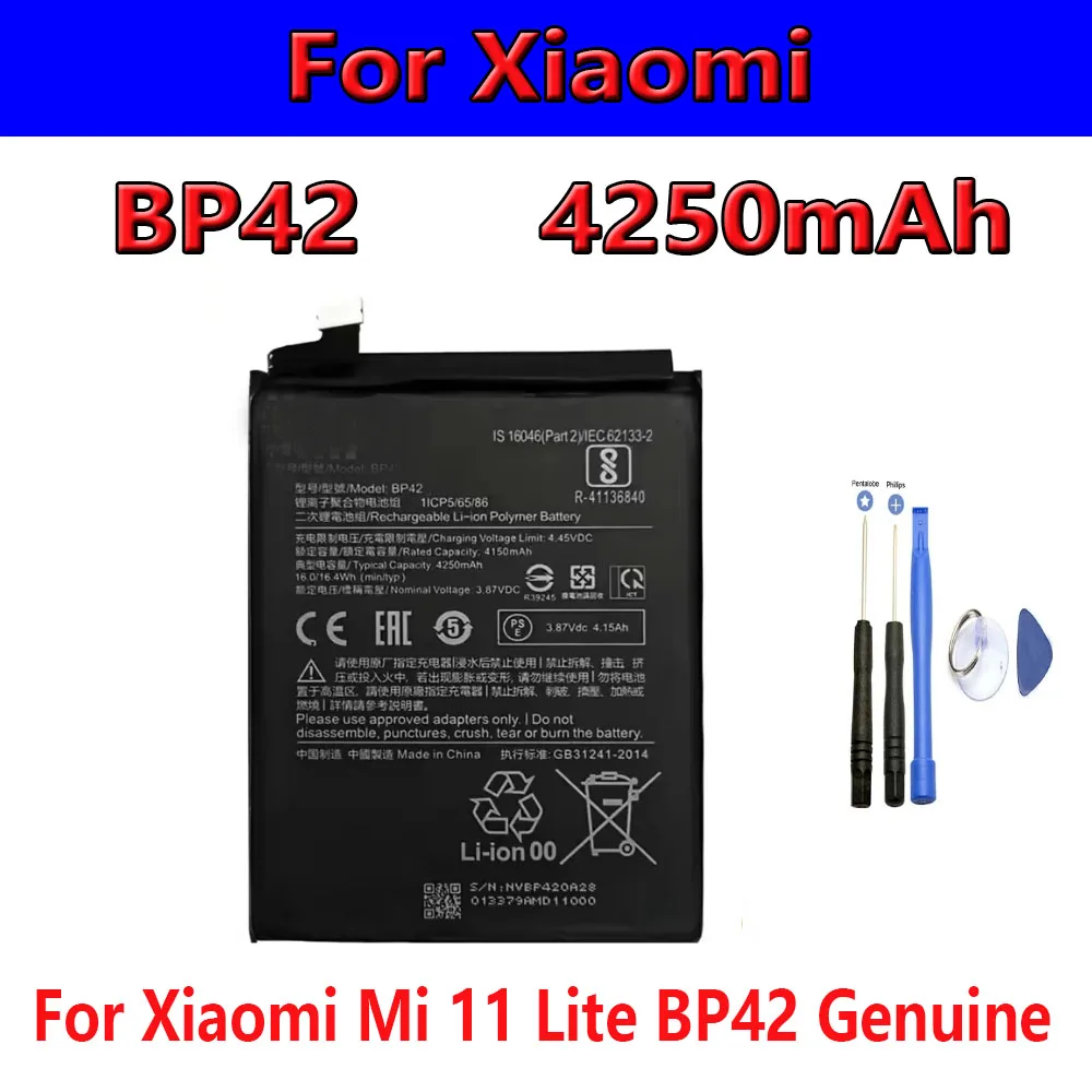 مبيعات فلاش 2025 سنة BP42 4250mAh لهاتف Xiaomi Mi 11 Lite BP42 بطارية أصلية عالية السعة + أداة مجانية #1