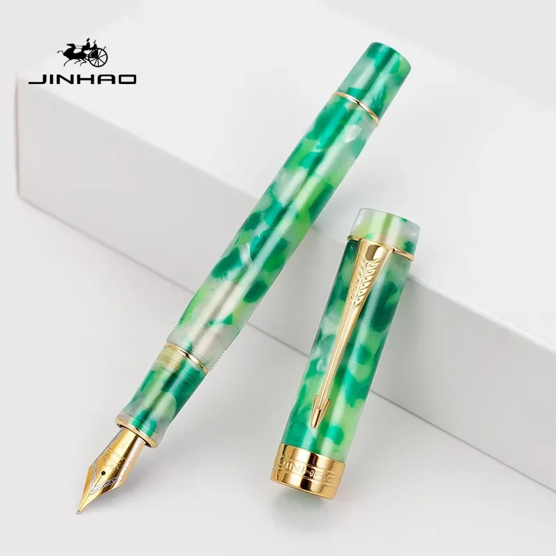 Imagem -05 - Jinhao 100 Caneta Tinteiro de Resina Centenária em Forma de Seta Clipe Dourado Material Escolar de Escritório de Negócios Papelaria pk 9019