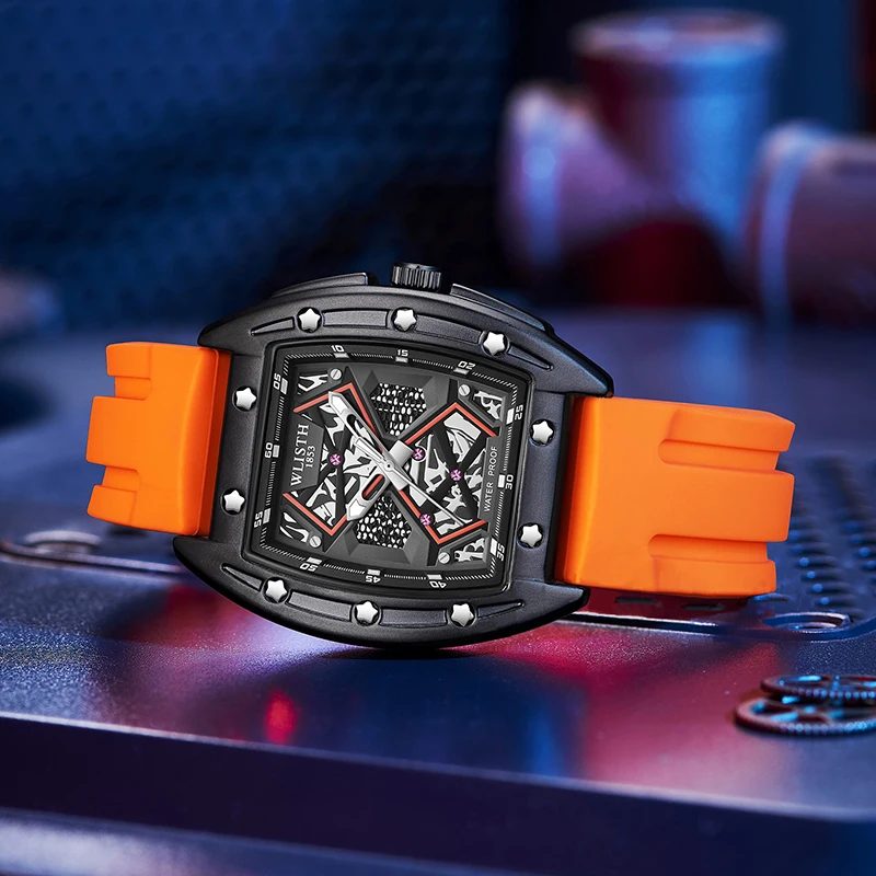 Montre à quartz en forme de vin hardcore pour homme, grand cadran cool, dominatrice, style de rue, nouveau, ACIA