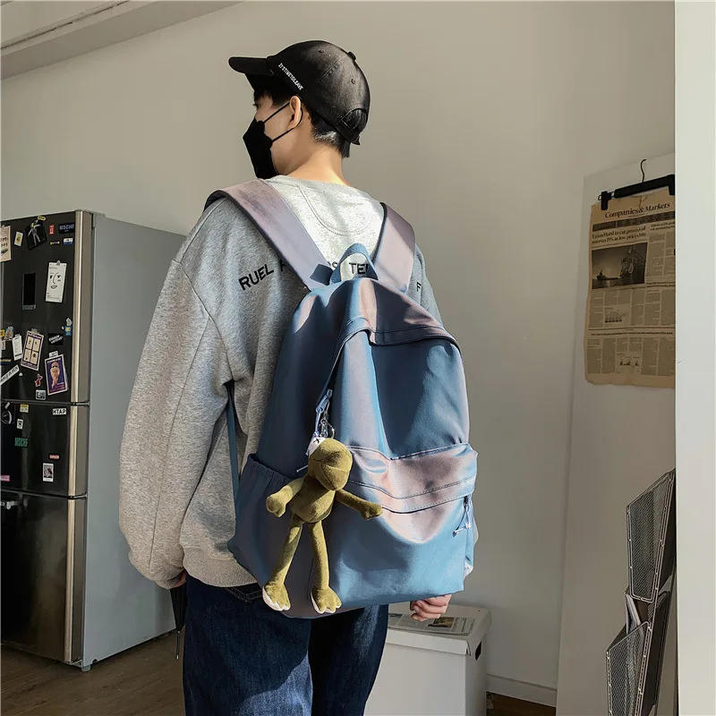 Simple Large Capacity Backpack For Men And Women Campus Student Schoolbag Casual Commute Laptop Bag Rucksack With Pendant Option