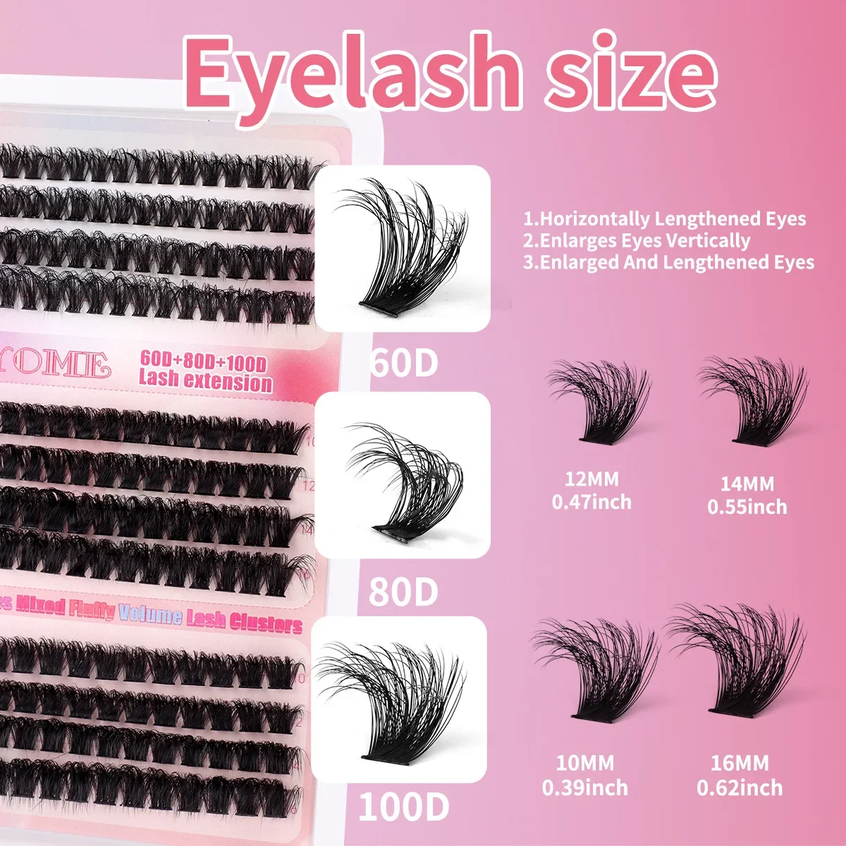 Diy Gesegmenteerde Valse Wimpers Enkele Tuft Dik 60d80d100d Gemengde Valse Wimpers Gereedschapsset Wimpers
