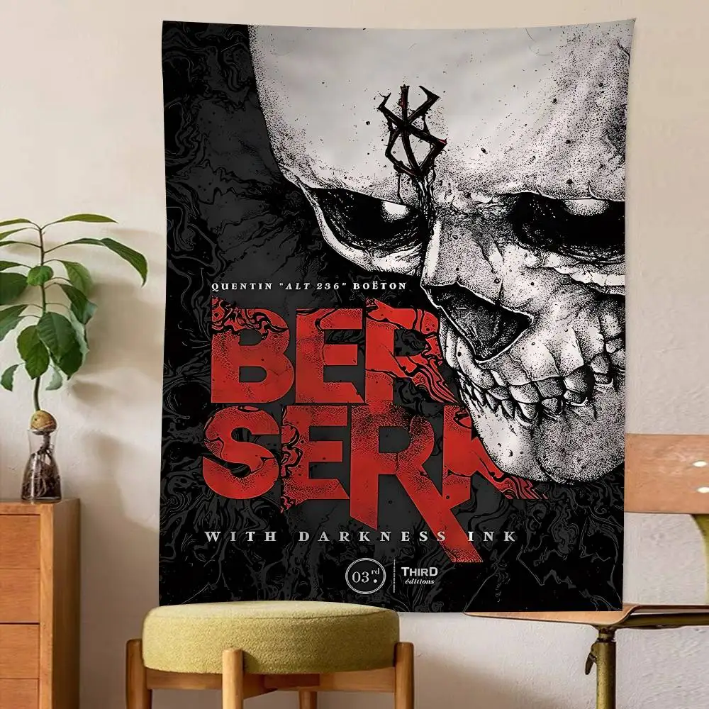 Dark Fantasy Anime Berserk Colorful Tapestry Wall Hanging Hanging Tarot Hippie Wall Rugs Dorm Wall Art Decor