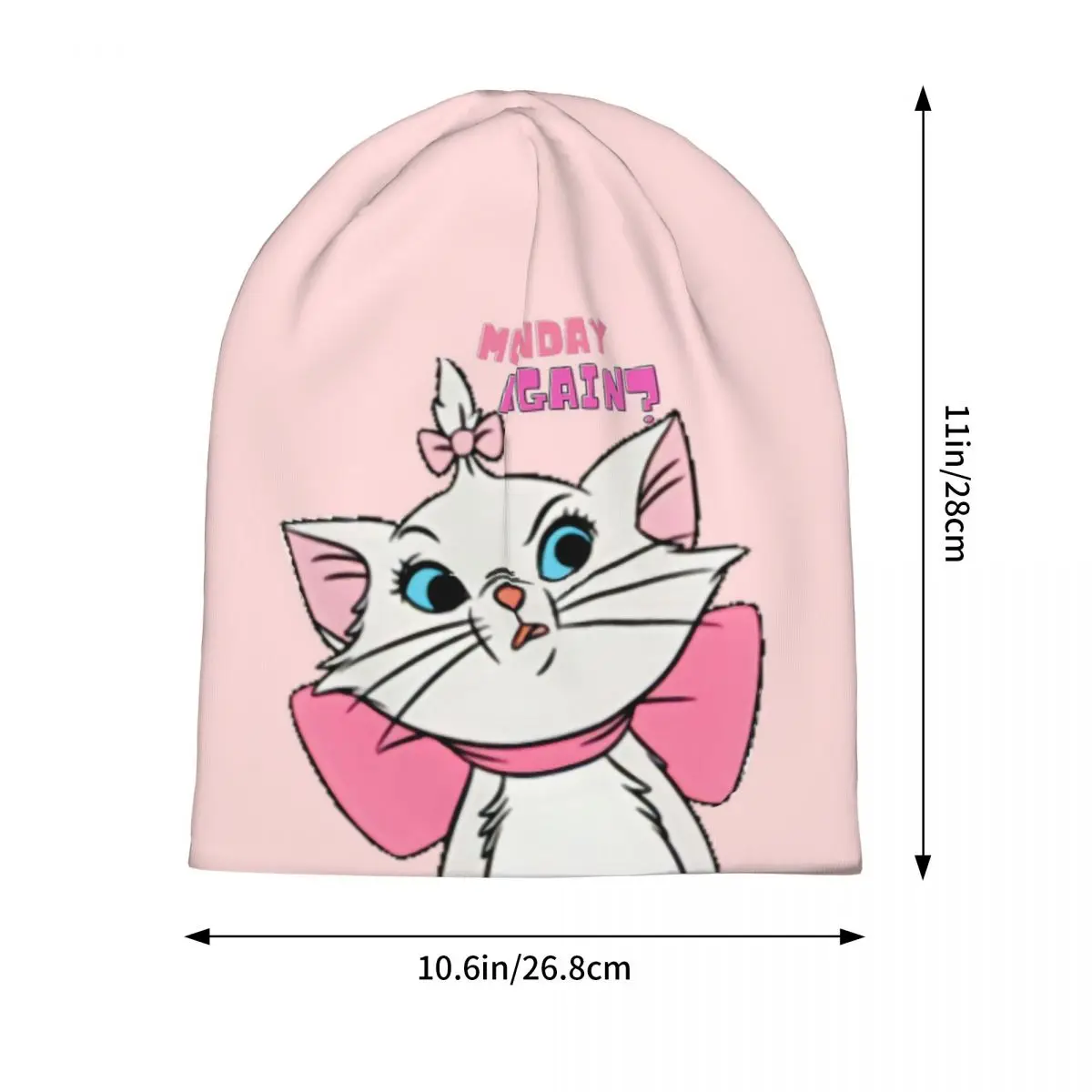 Marie Aristocats Monday Again Warm Knitted Cap Hip Hop Bonnet Hat Autumn Winter Outdoor Beanies Hats for Unisex Adult