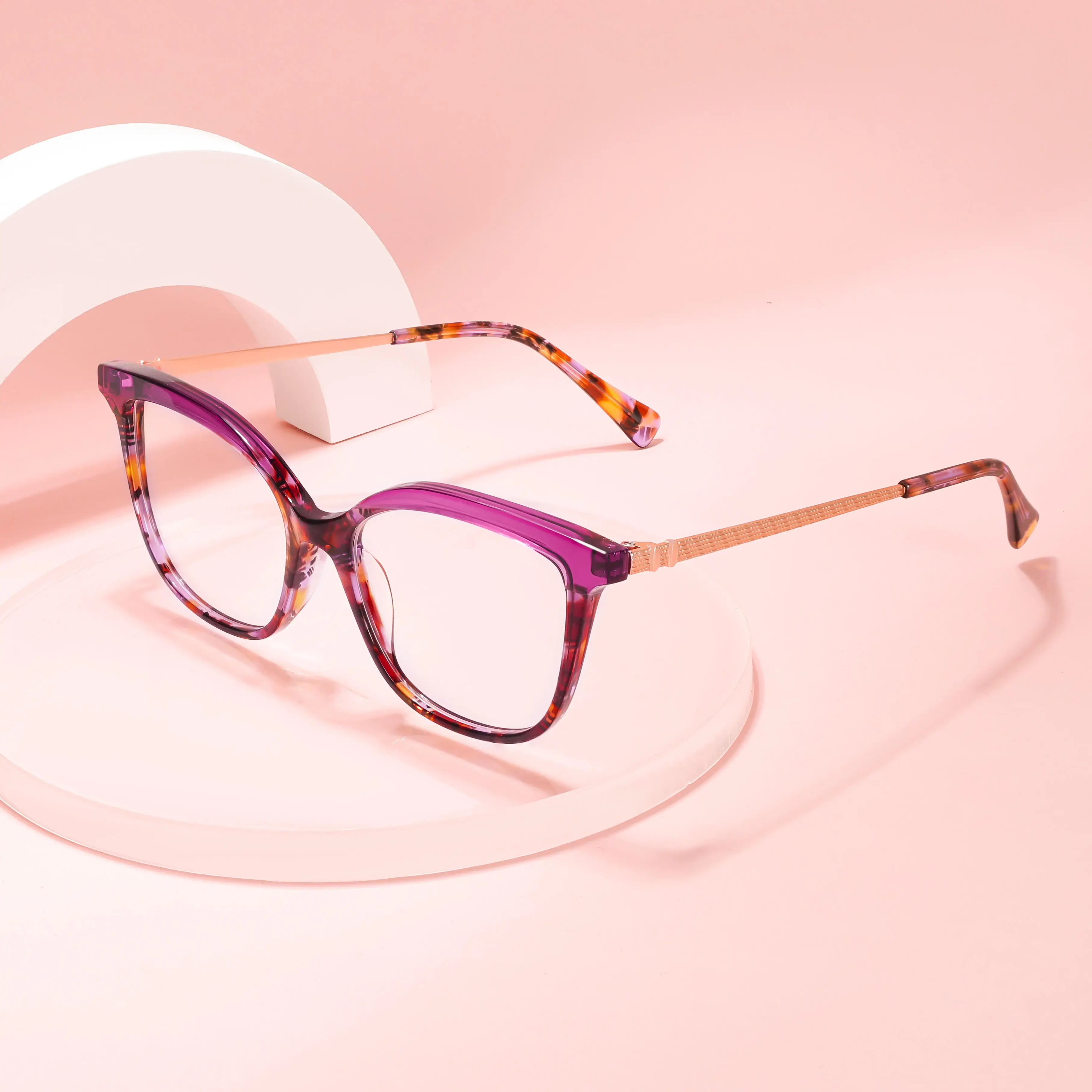 VZONE Premium Cat Eye Laminated Acetate Metal Optical Frames Durable Designer Women Eyeglasses Eyewear