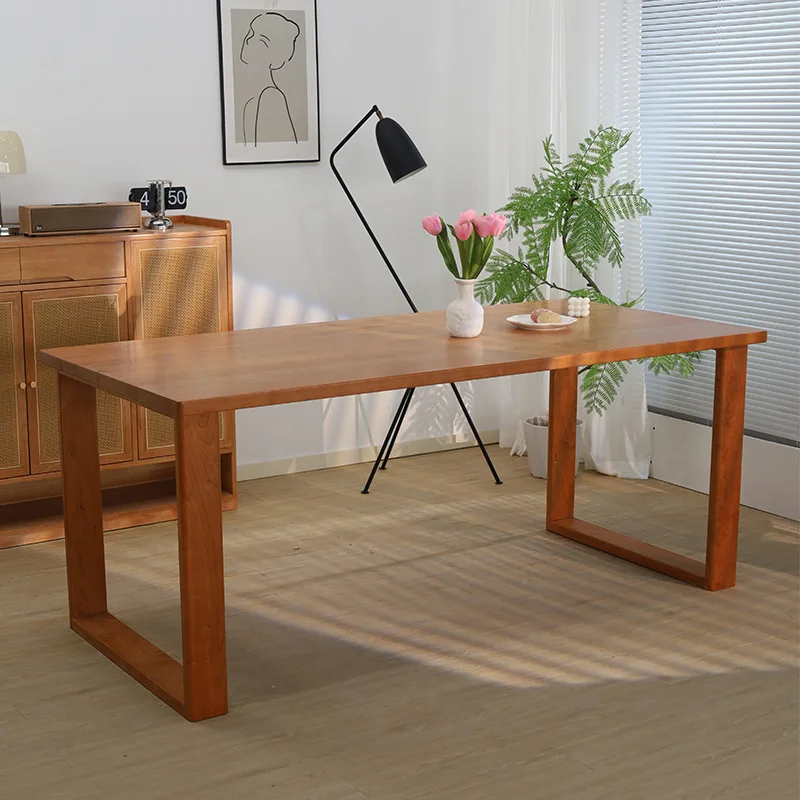 

Nordic home living room solid wood dining cherry wood table log large board Japanese workbench long table