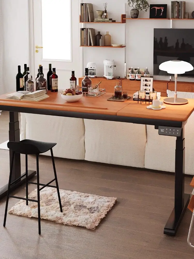 Electric lifting table Solid wood office computer desk Tilting desk Study table Household calligraphy table