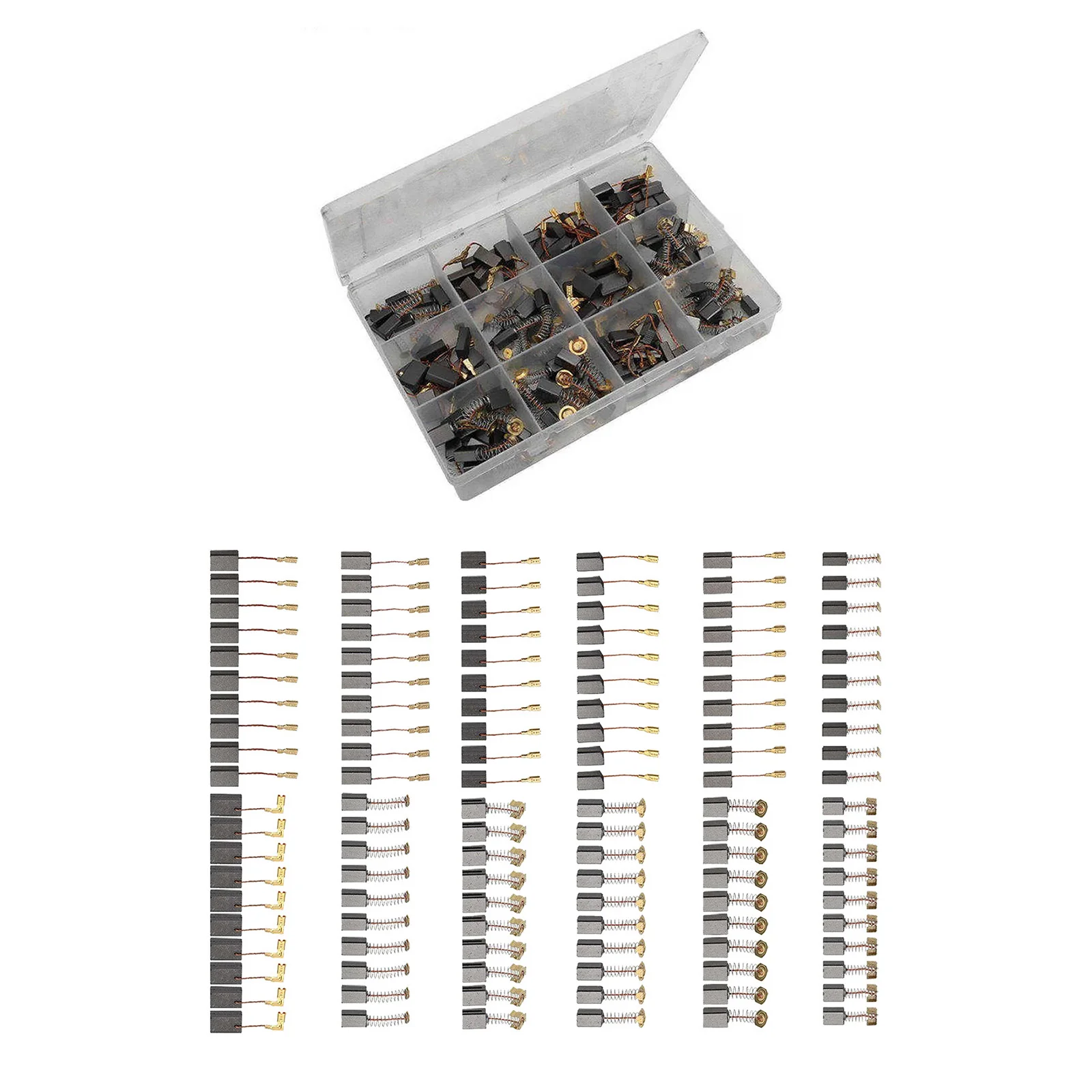 120Pcs/Set 12 Type of Motor Carbon Brushes Replacement Kits For Power Tool Repair and Maintenance For Drills Saws Grinder Vacuum