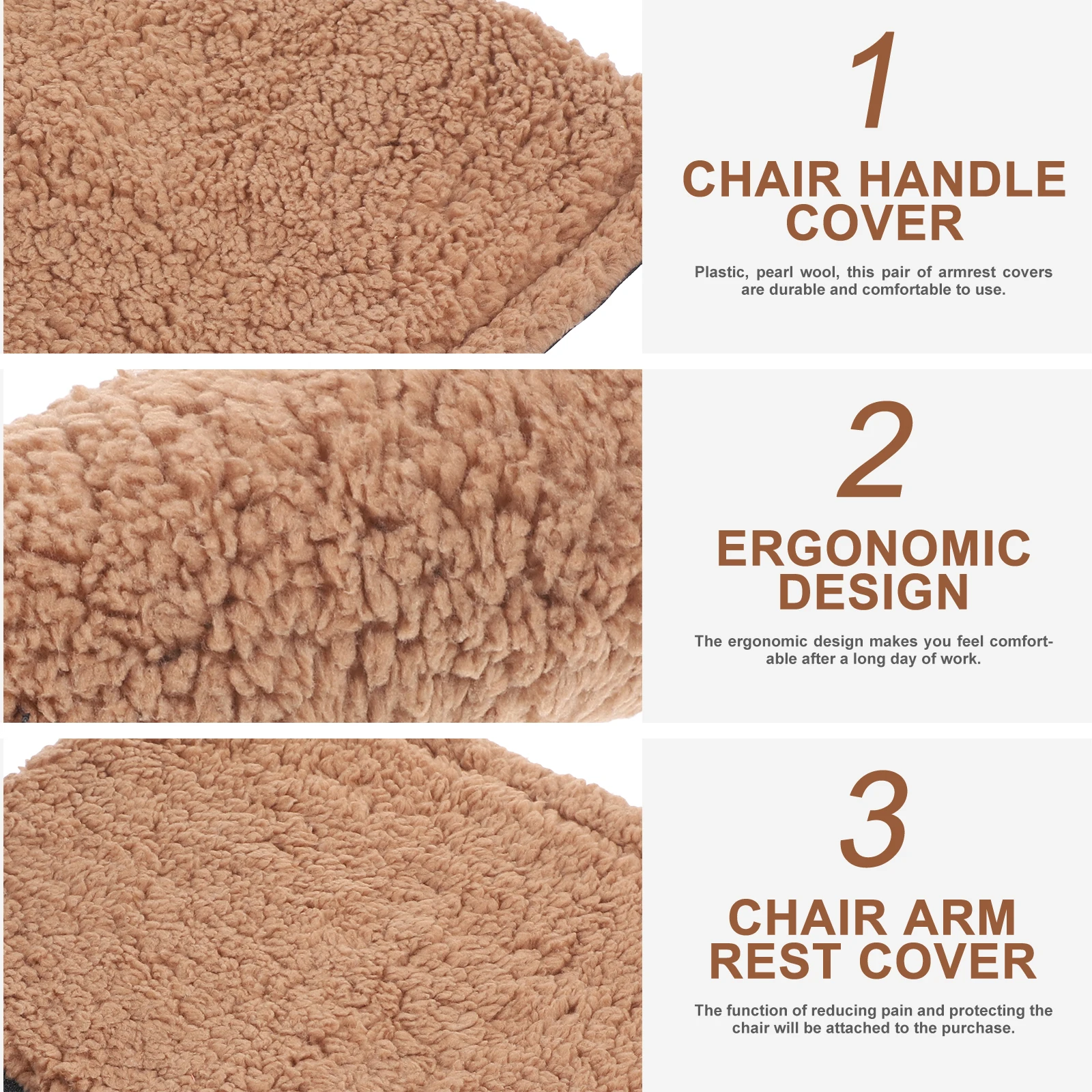 

1Pair Thick Sherpa Chair Armrest Covers Soft Handle Sleeve Protector for Office Gaming Desk Chairs Warm Arm Pads