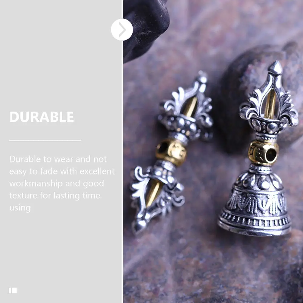 4Pcs Spiritual Vajra Pestle Pendant Wear Resistant Corrosion Proof Metal Buddhist Charm for Necklace Keychain DIY Craft Decor