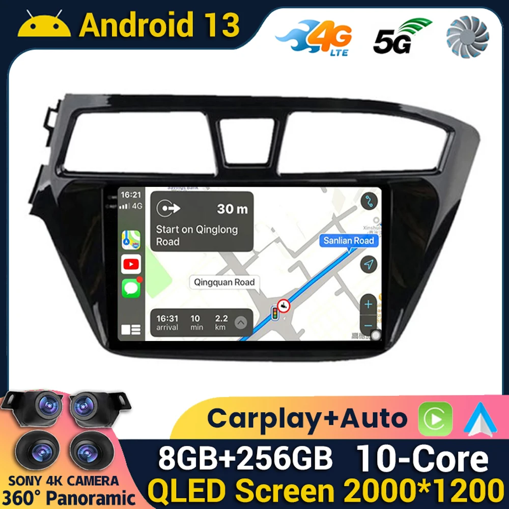 

Android 13 Carplay Auto WIFI+4G For Hyundai I20 LHD 2015 2016 2017 2018 Car Radio Stereo GPS Multimedia Video Player 360 Camera