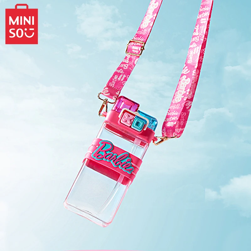 

MINISO Barbie Punk Double Drink TRITAN Cup Straw Direct Drink Two-in-One Cup Female Plastic Water Cup