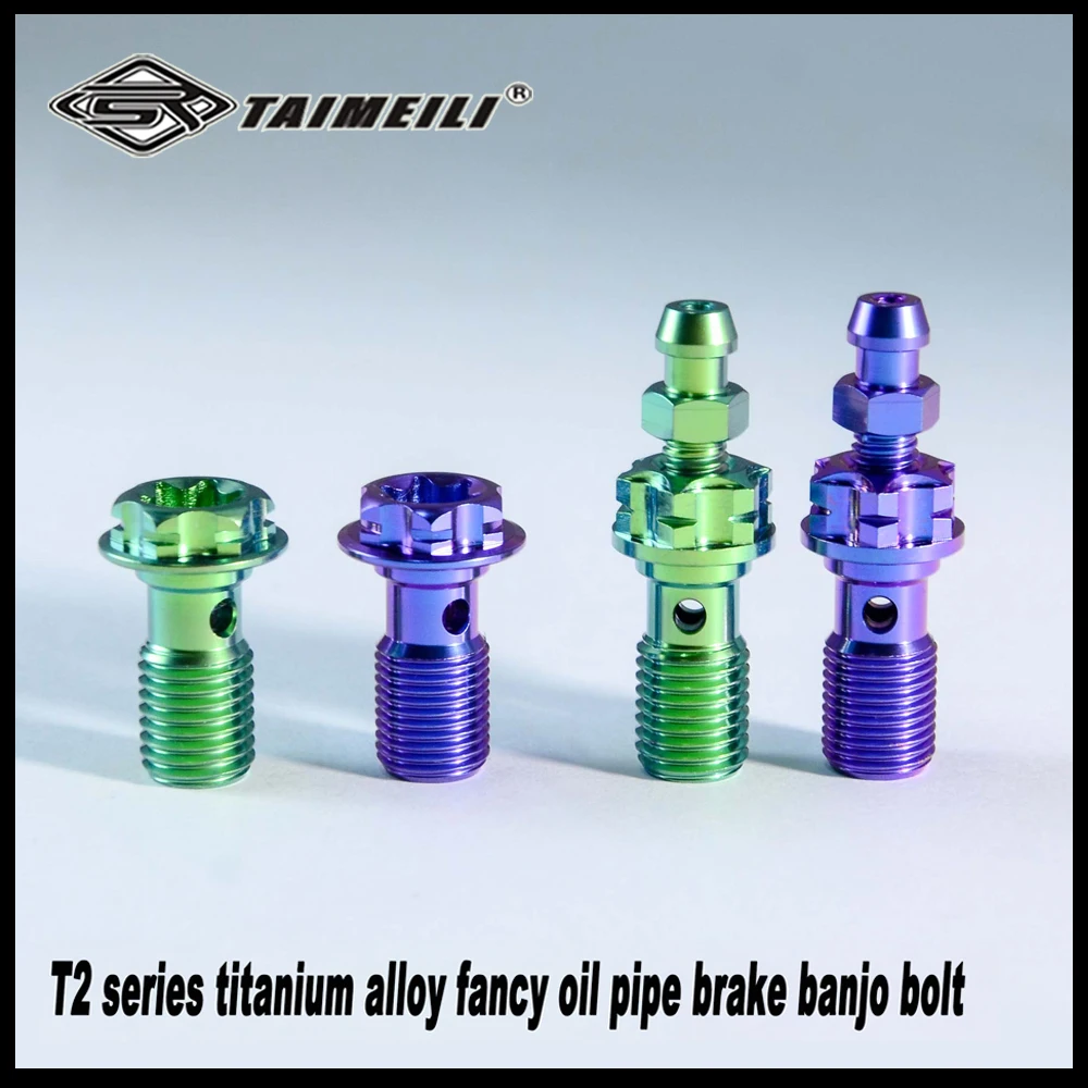 TAIMEILI Motorcycle brake caliper tube titanium screw fancy bolt M10 p10/1.25 green blue purple