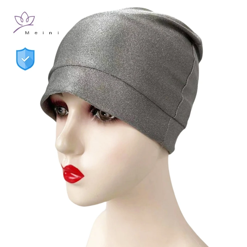 Electromagnetic radiation protective 100% silver fiber lining cap household appliance, office equipment EMR shielding adult Hat