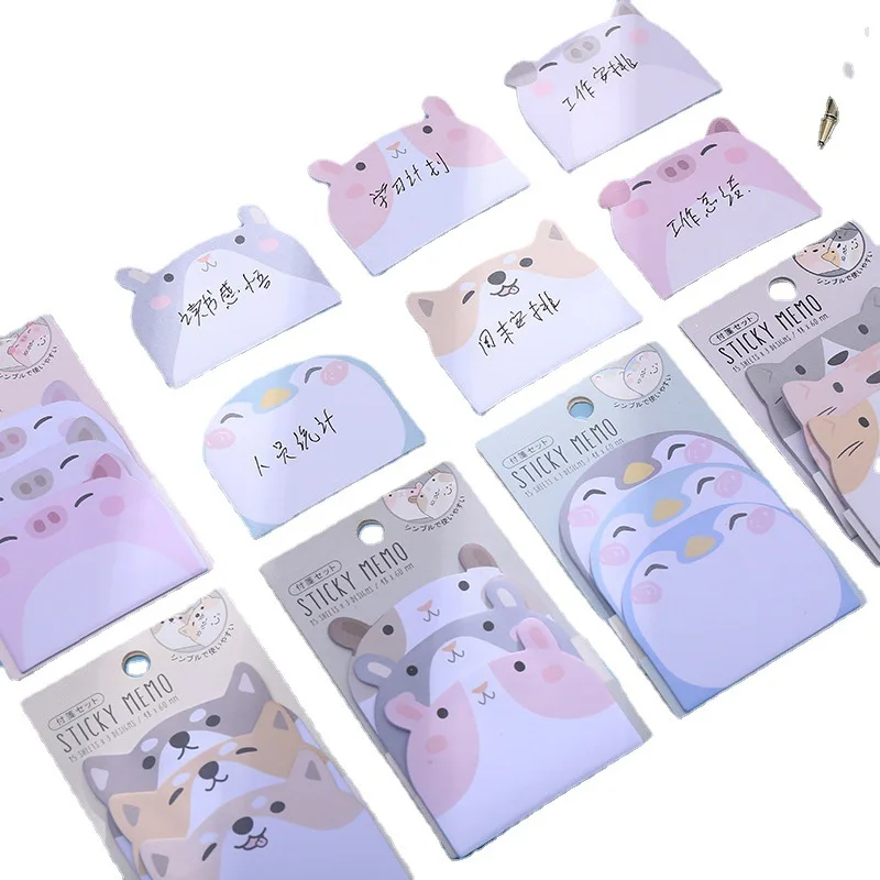 Kawaii Animals Party 3-layer Sticky Notes Notepad To-do List Stickers Notepad Cute Office Decoration