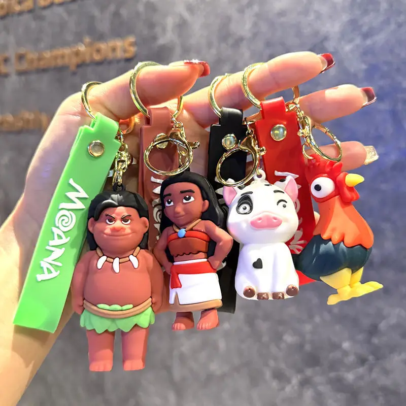 MINISO Cartoon Anime Moana‌ Cute Heihei Maui Keychain Chain Bag Personalized Small Pendant Accessories Keychain Decorative Gifts