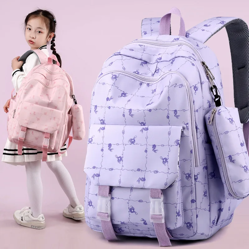 Kawaii Kinder Schul rucksäcke leichte wasserdichte Grundschüler Schult asche mit Feder mäppchen Set süße Kinder Umhängetaschen