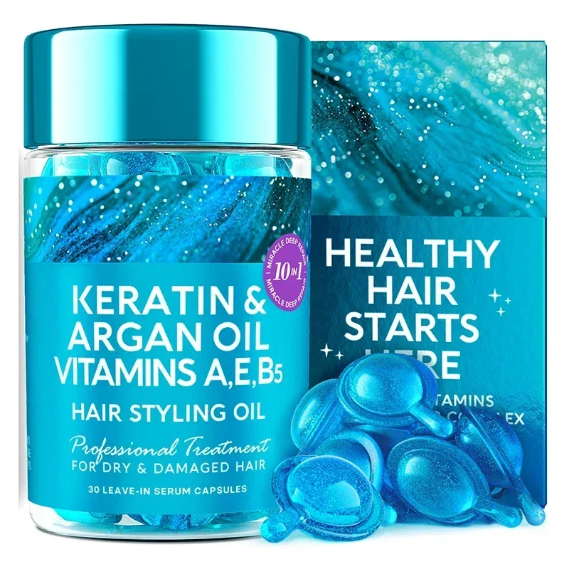 EELHOE-Vitamina Cápsula Queratina Óleo, Reparação Anti Perda De Cabelo, Danos Do Cabelo Encaracolado, Essência De Óleo Essencial, Cabelo Sedoso