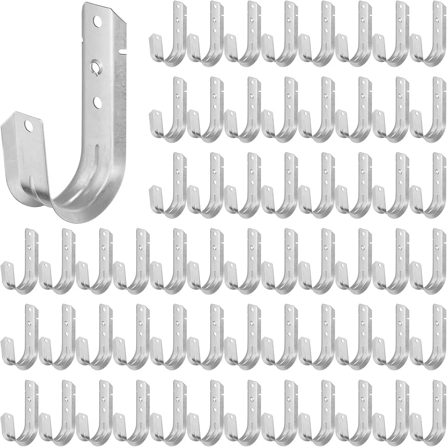 

60 Pcs Heavy Duty Galvanized Steel Cable J Hooks for Wall Mounting and Wire Management, Silver