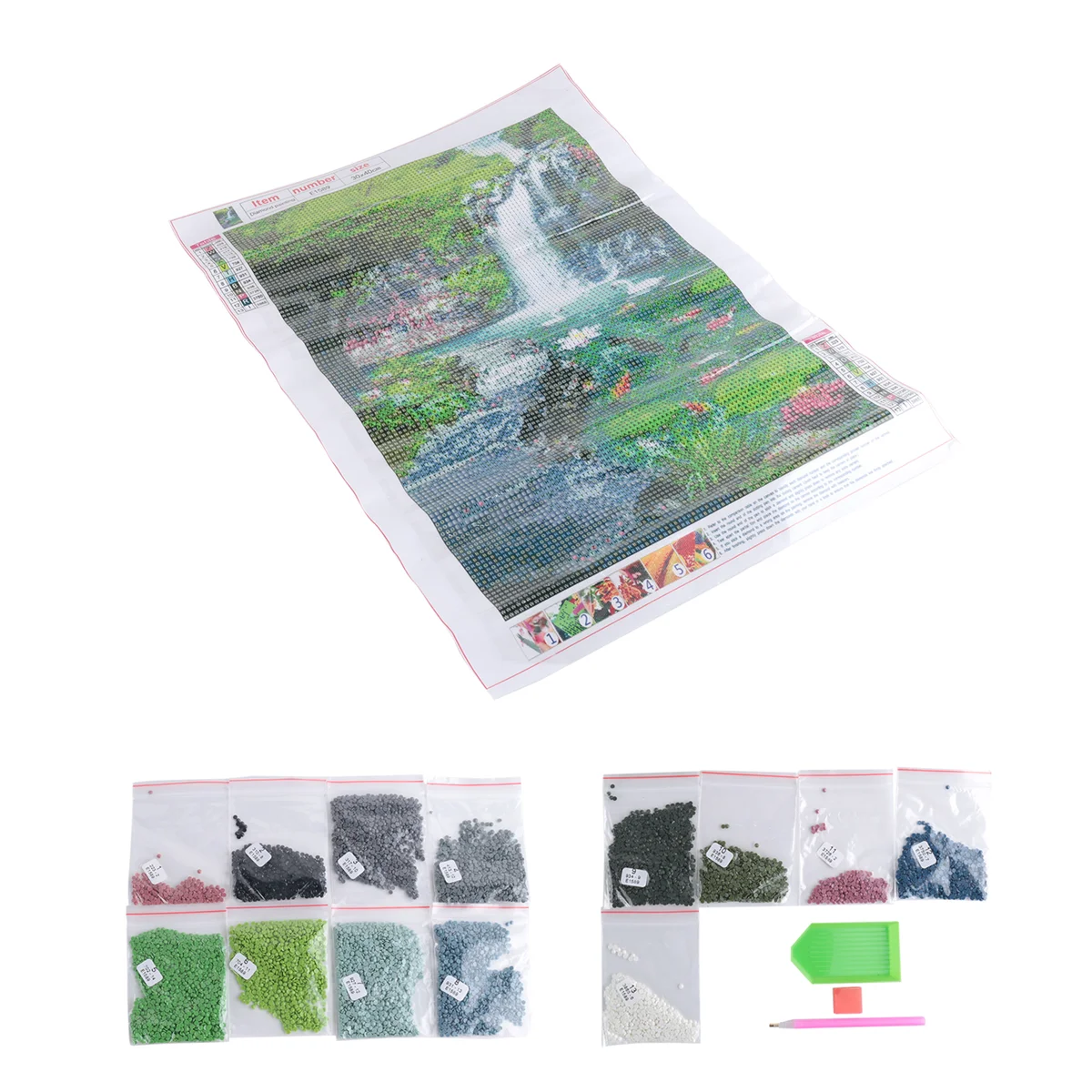 A71Z Wasserfall Landschaft Fisch DIY Diamant Stickerei Landschaft Voller Strass Wohnkultur