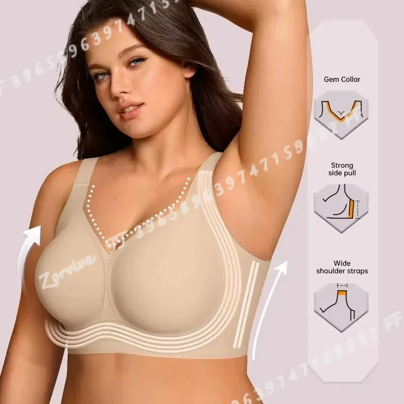 Plus Size Wireless Jelly Bra Women Seamless Supportive Push Up Full Coverage No Underwire Comfort Tshirt Bras S-5XL Everyday