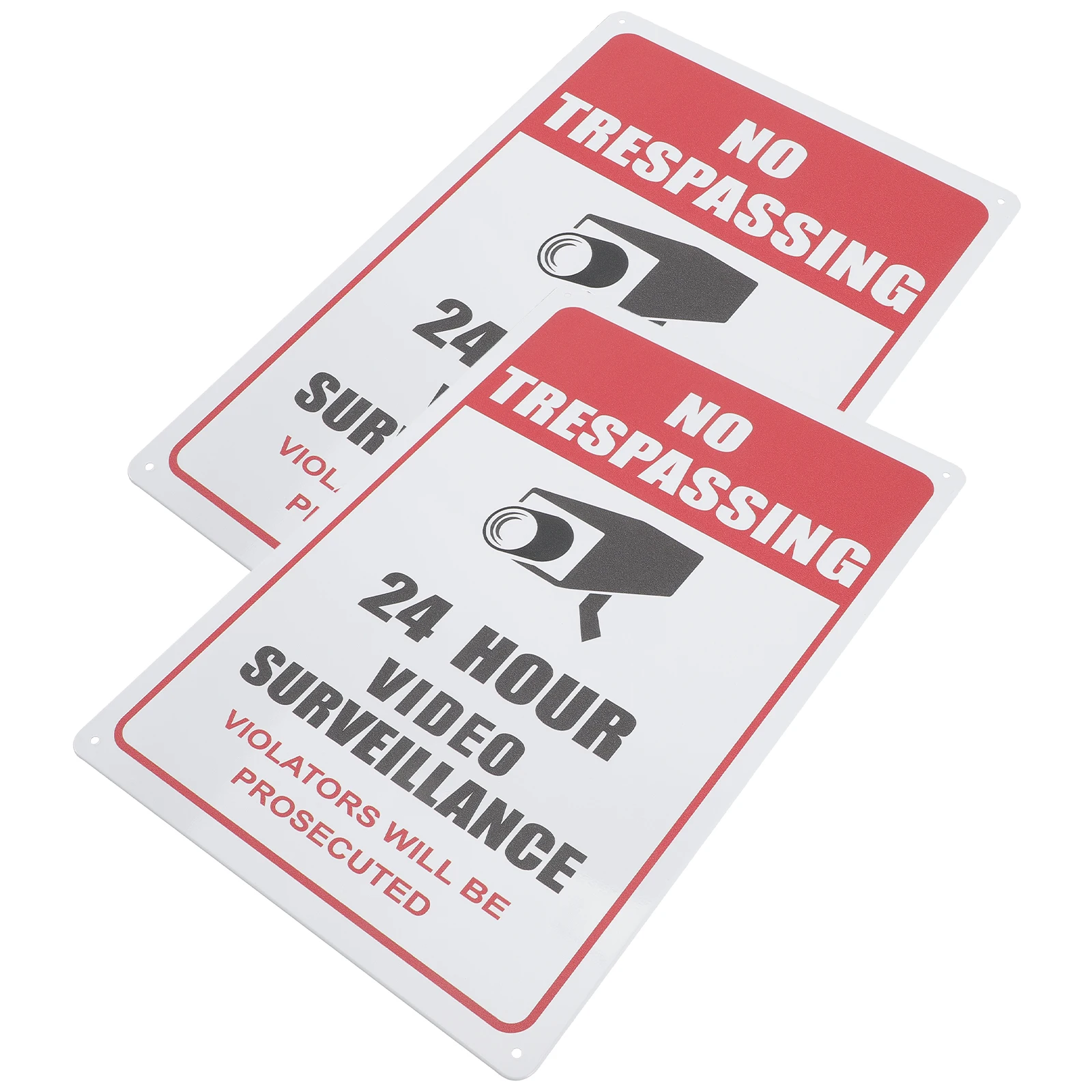 

2pcs Vintage Tinplate Wall Signs Retro Iron Decor Safety Signboard Video Monitoring Area for Shopping