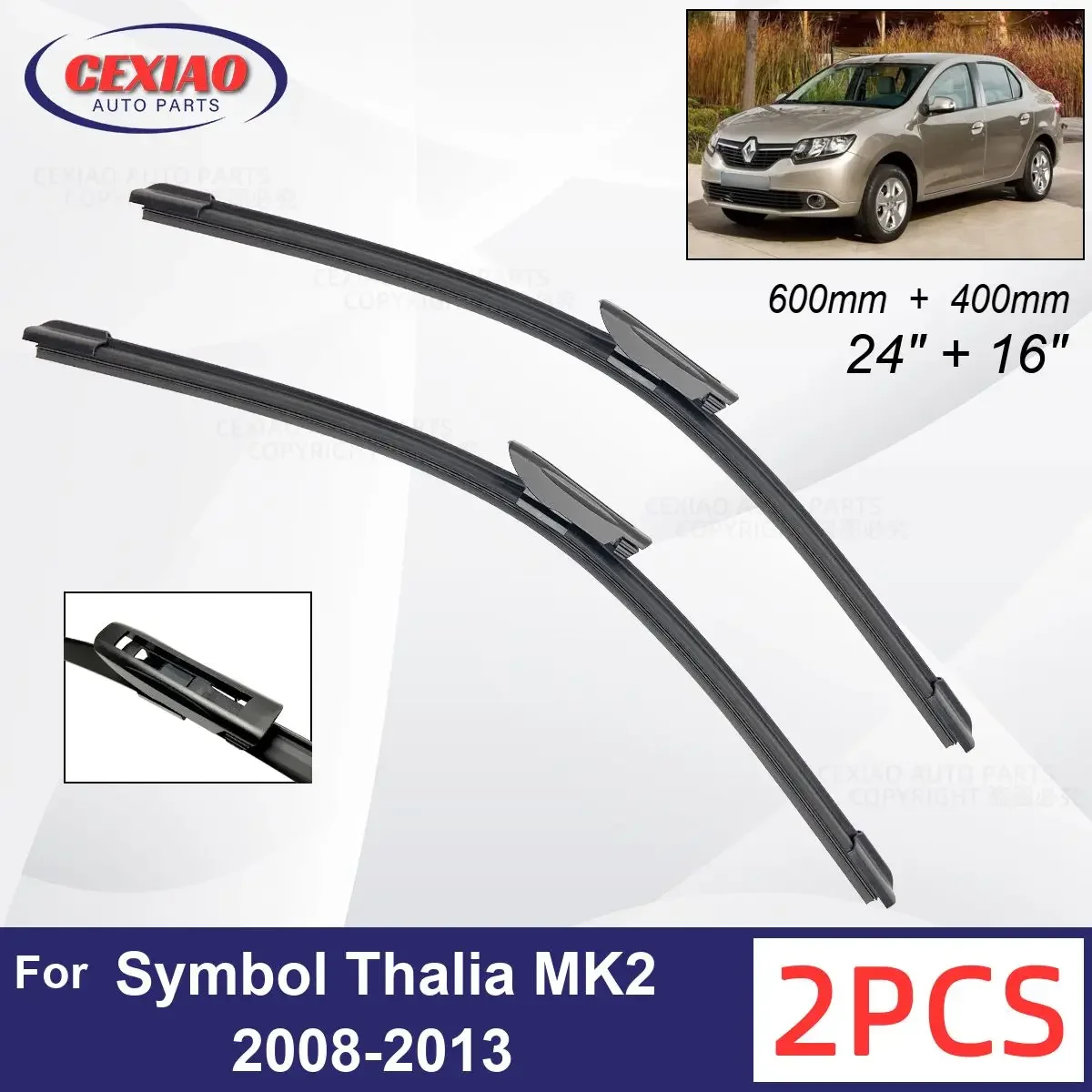 

Car Wiper For Renault Symbol Thalia MK2 2008-2013 Front Wiper Blades Soft Rubber Windscreen Wipers Auto Windshield 600mm 400mm