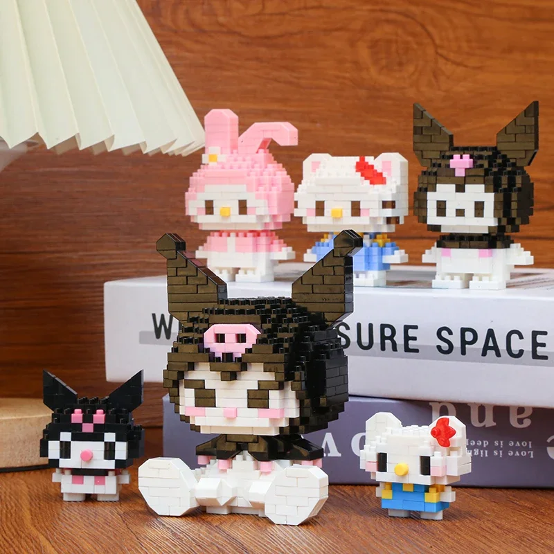 Sanrio Hello Kitty Kuromi My Melody Cinnamoroll Building Blocks Cartoon Figrues Bricks Children\'s Assembly Toys Model Gift