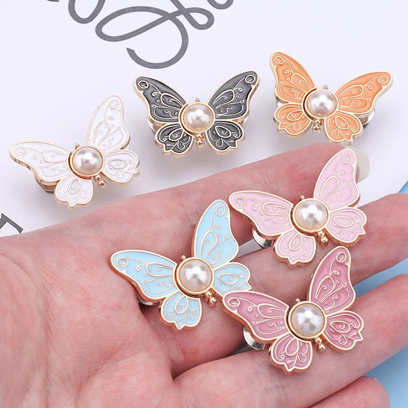 1Pcs Pearl butterfly waist-cinching buckle, no nails, no stitches, detachable waist-cinching pair buckle