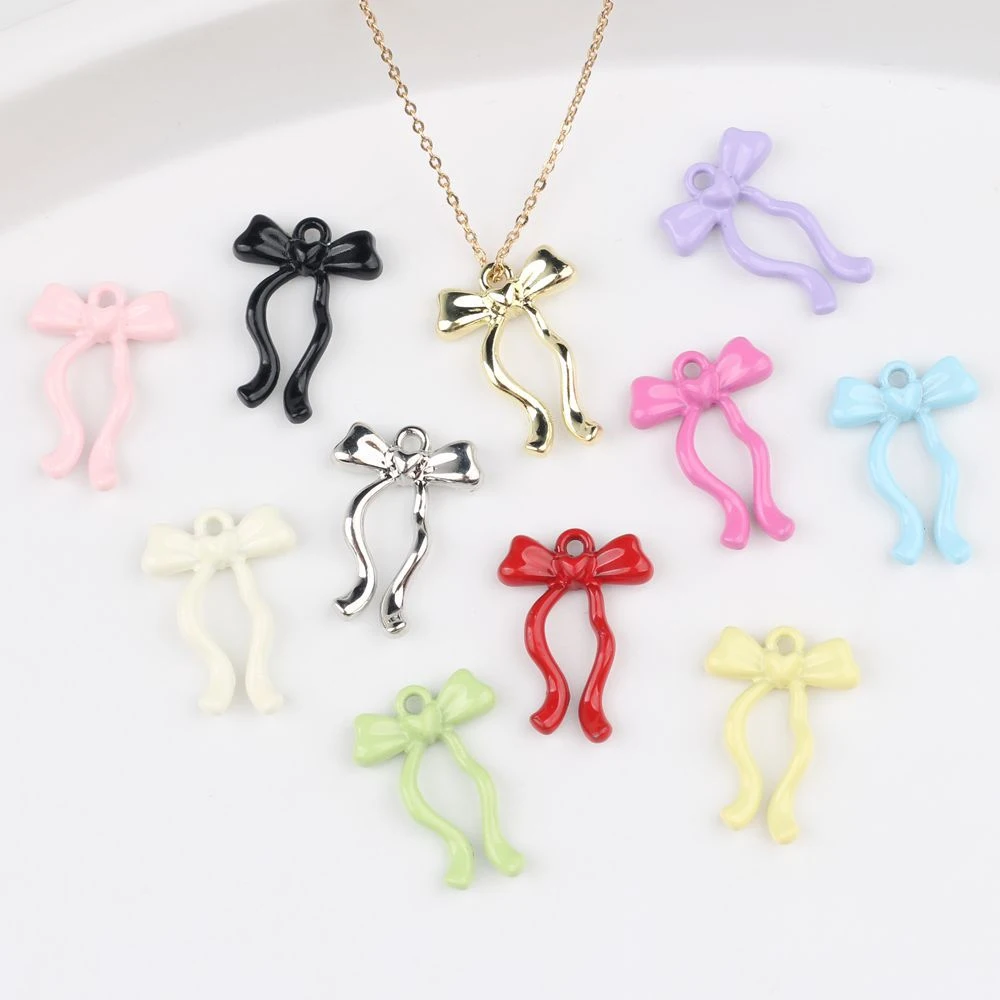 

10 шт., простой милый кулон в форме банта, серьги, ожерелье, браслет, аксессуары для изготовления ювелирных изделий, ручная работа, сделай сам, орнаменты, принадлежности для рукоделия