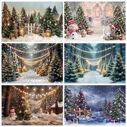 Winter Snow Forest Wonderland Backdrop Snowflake Pine Trees Outdoor Snowfield Landscape Christmas Photography Background Props