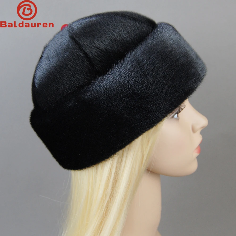 2024 Fashion Winter Thickened Genuine Mink Fur Bomber Hat For Woman Fur Hats Warm Chapeau Motorcycle Russian New Style Mink Caps