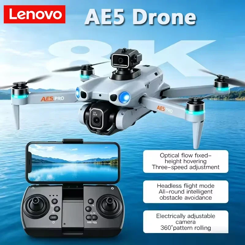 

Lenovo 2026 NEW AE5 Drone 4K Professional 8K HD Camera Remote Control with Screen WIFI UAV Brushless Foldable Quadcopter Toy
