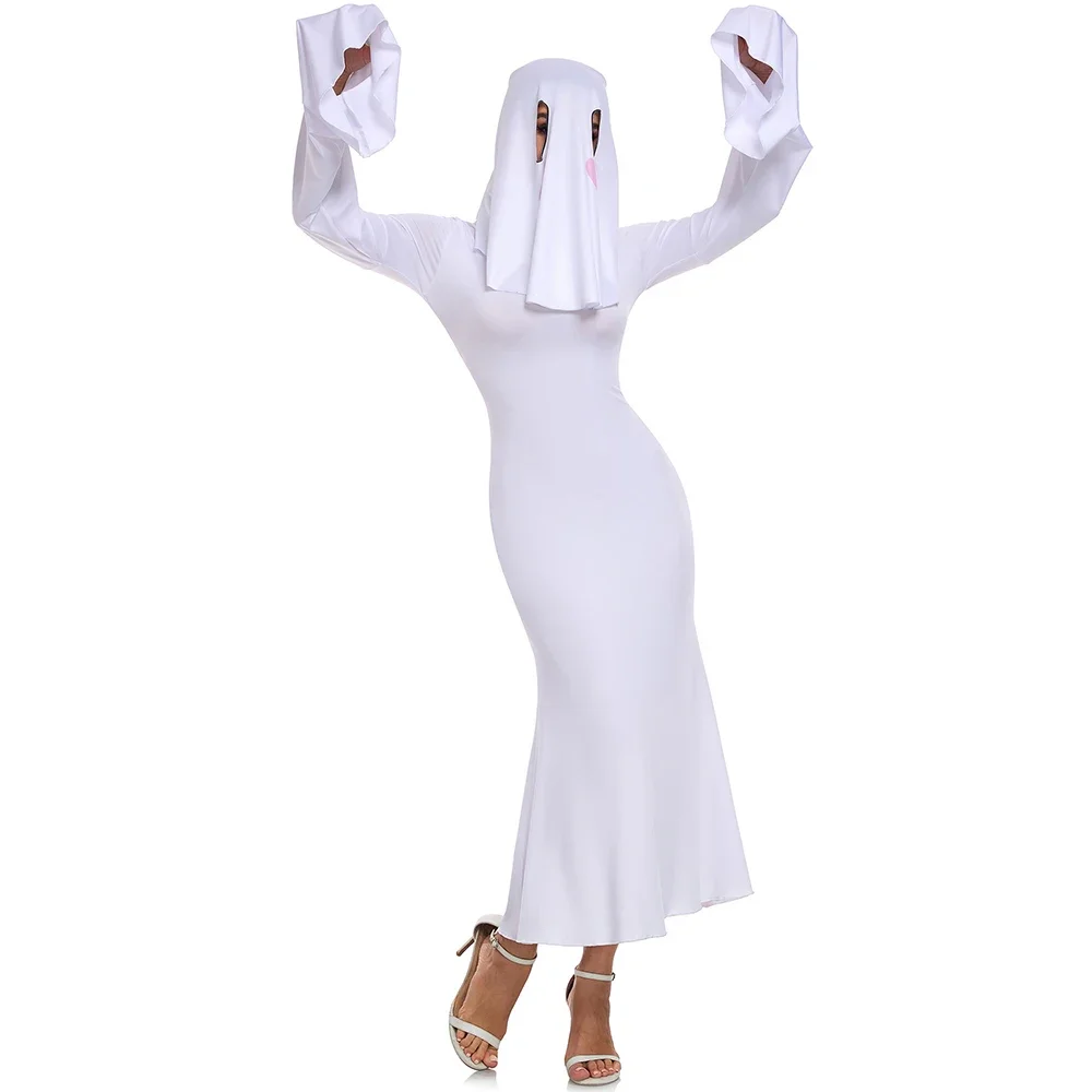 

Anime Sexy Female Ghost Cos Comic Exhibition Clothes Halloween Female Ghost Scare Face Cape Cosplay Tight Fishtail Dresses