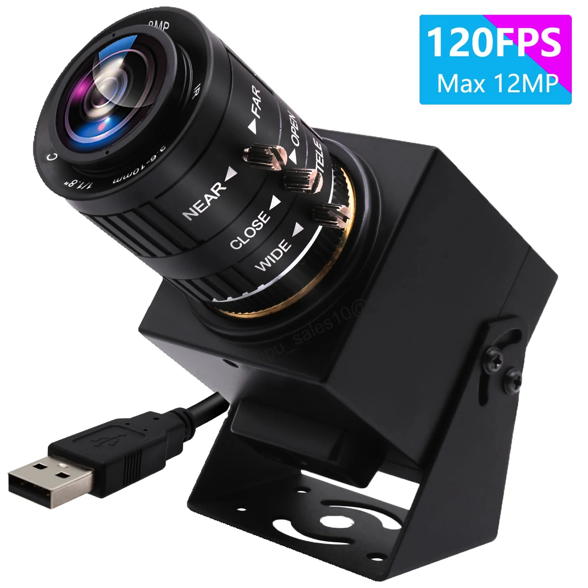 

ELP 12MP Zoom Camera with 3.6-10mm varifocal lens 1080P 120fps High Speed USB Camera 4K 30fps Mini UVC Webcam for Golf Swing