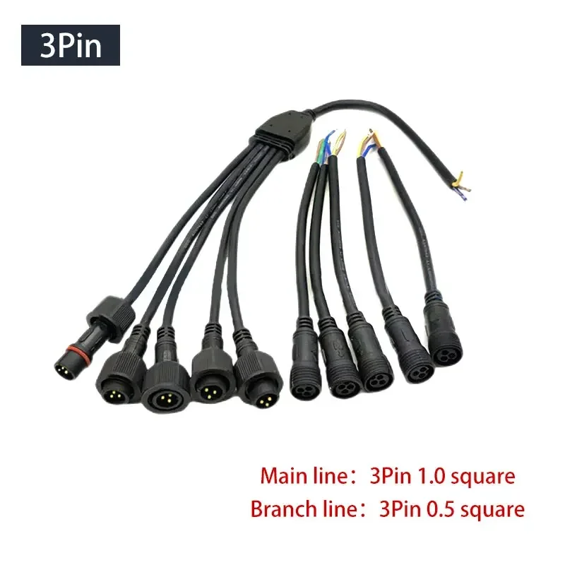 Waterproof 2 3 4 Pin Y-Type Connector Cable 1 to 2 3 4 5 Splitter Plug IP67 Outdoor LED Solar Light Male Female Plug Wire