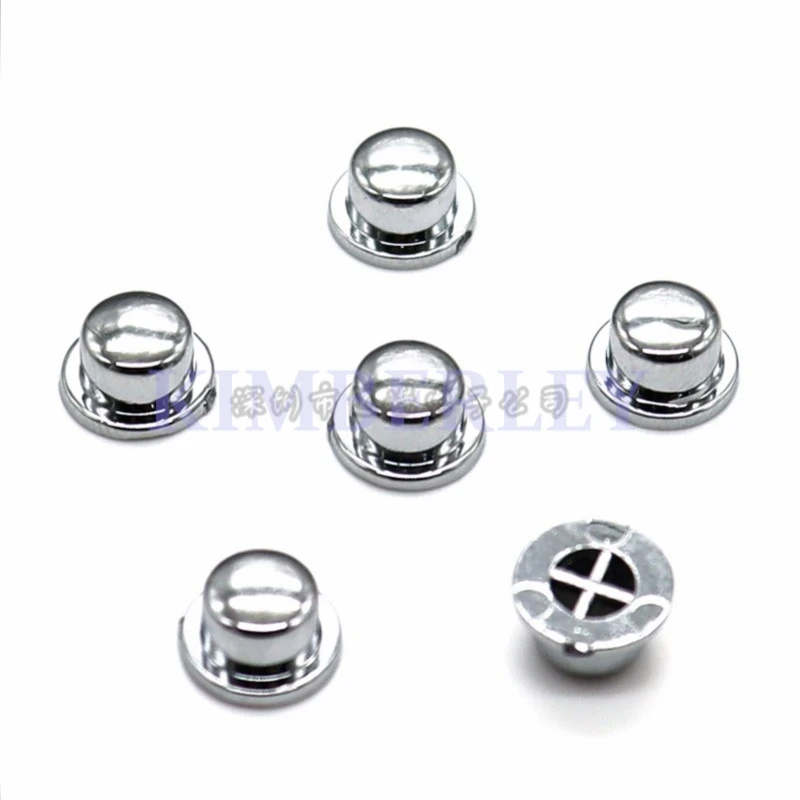10 Piece 7 X 5.5MM Cap Type Electroplated Key Cap Flat Bottom Touch Switch Cap Plastic Silver Chrome Plated Power Key Cap
