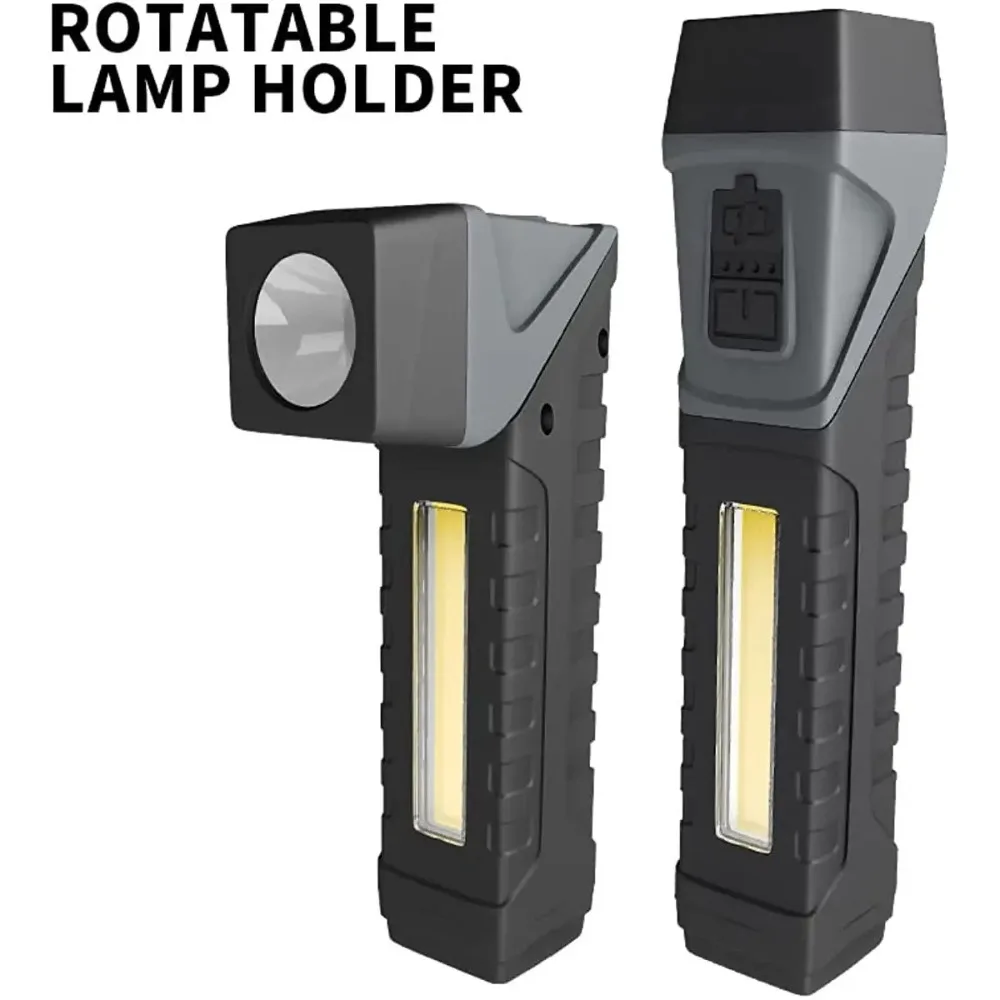 

Portable USB Rechargeable with Battery Torch 90-degree Rotatable Flashlight Multifunctional Lighting Outdoor Camping Lantern