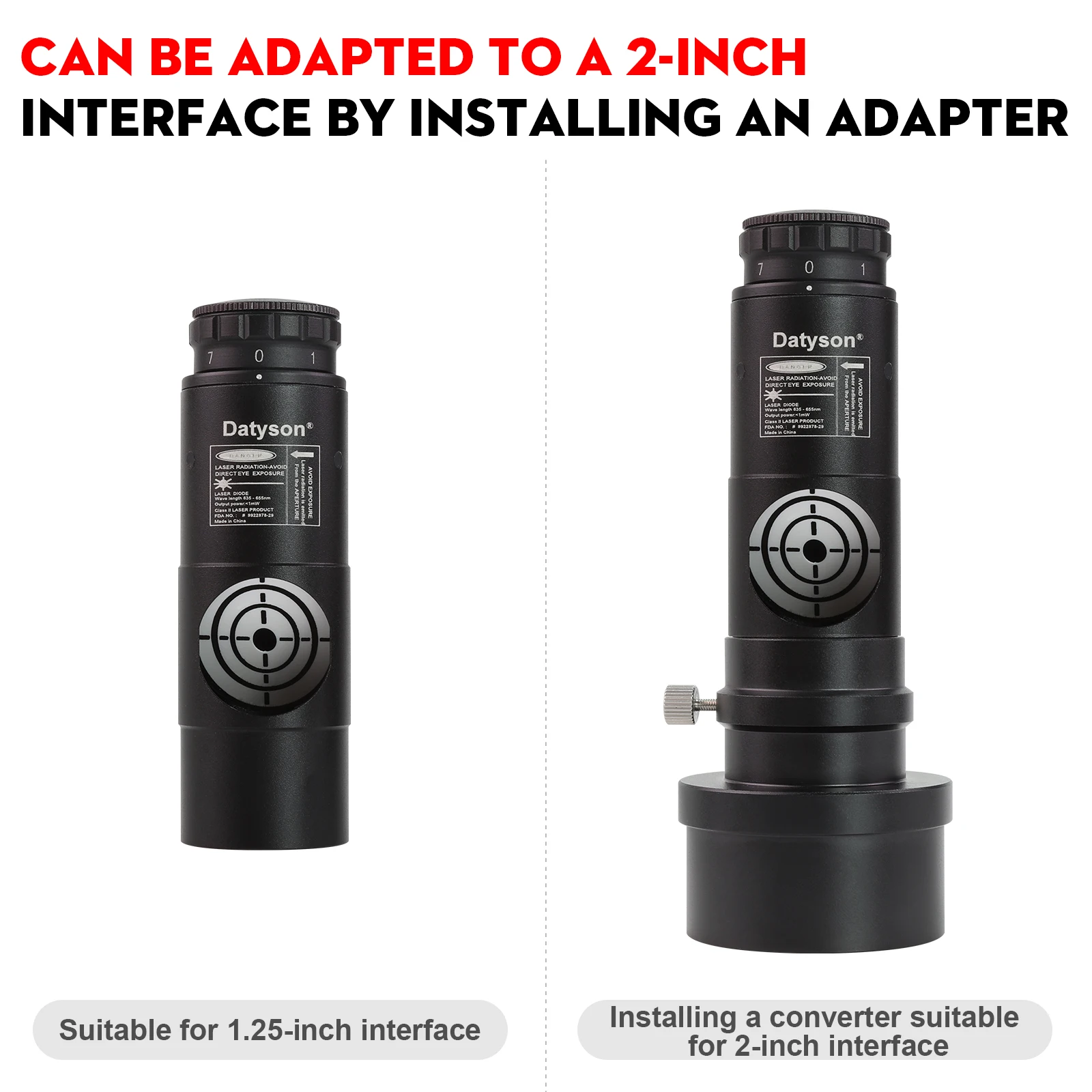 Red Laser Collimator for Newtonian Marca Telescope Alignment 1.25 Inches 7 Bright Levels Triple Cemented Lens 2 Inches Adapter