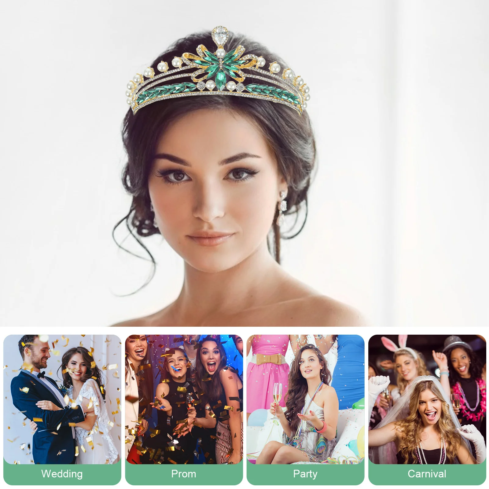 تاج الزفاف حجر الراين اللؤلؤ عقال اكسسوارات الزفاف صنعة دقيقة أنيقة المشاركة عيد ميلاد عيد الحب #6