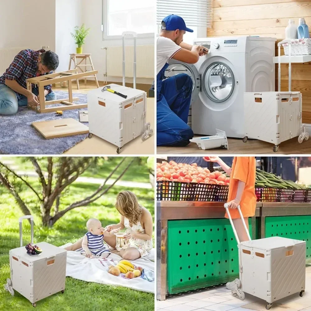 عربات تسوق قابلة للطي للأماكن الخارجية ، سعة عالية ، سعة تحميل ، محمولة ، خارجية ، تخييم ، سوبر ماركت ، بقالة ، عربة تروللي ، سيارة