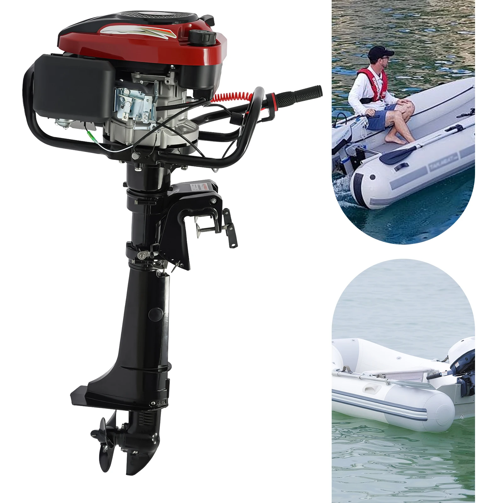 

7HP 196CC 4 Stroke Inflatable Fishing Boat Engine Heavy Duty Boat Marine Engine with Air Cooling System Long Shaft 4500-6000RPM