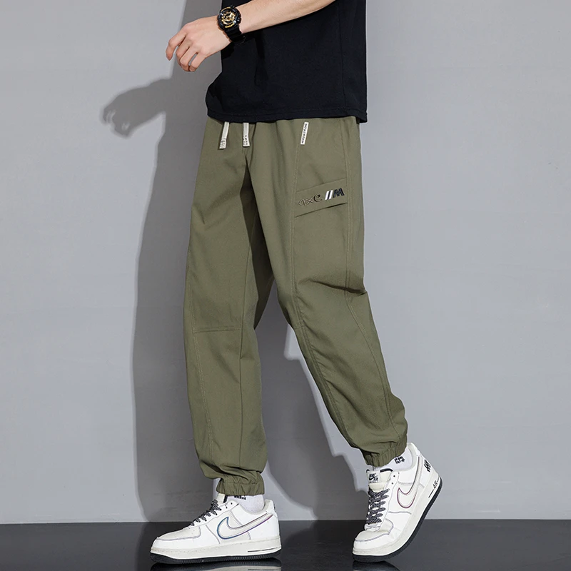 2024 New Design High Quality Streetwear American Men's Casual Pants Elastic Waist Straight Wide Leg Trousers