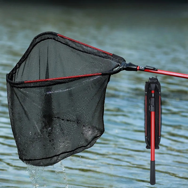 

Aluminum alloy folding mesh triangle net head stainless steel mesh rod full set of three-section large material net