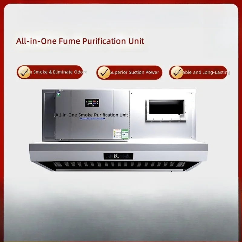 Stainless Steel Range Hood, Commercial Kitchen Grease Extractor, High Airflow Internal Circulation, Smoke Purifier System