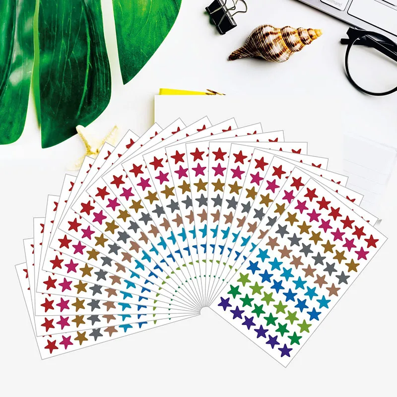 300-2700pcs Mixed Color Laser Star Stickers Kids Reward Behavior Chart Label Student Planner School Classroom Teacher Supplies