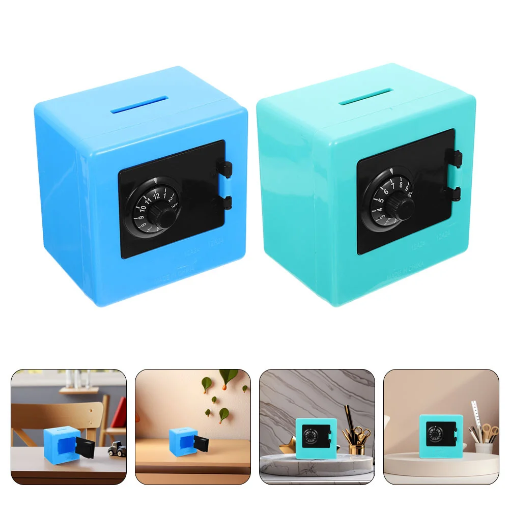 2 Pcs 's Safe Cash Container Coin Counting Bank Mini for Savings Real Money